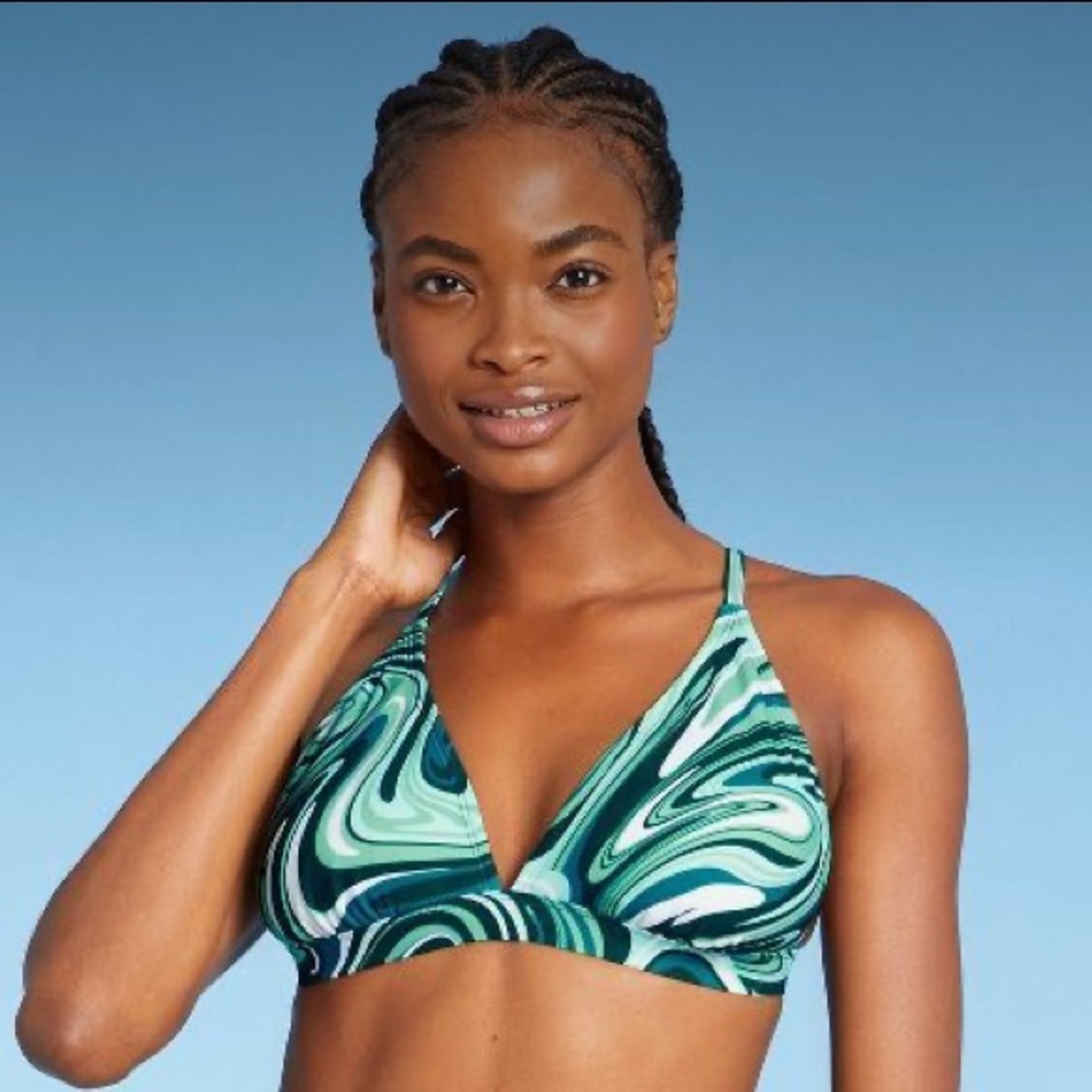 Xhilaration Blue Swirl Bikini Top